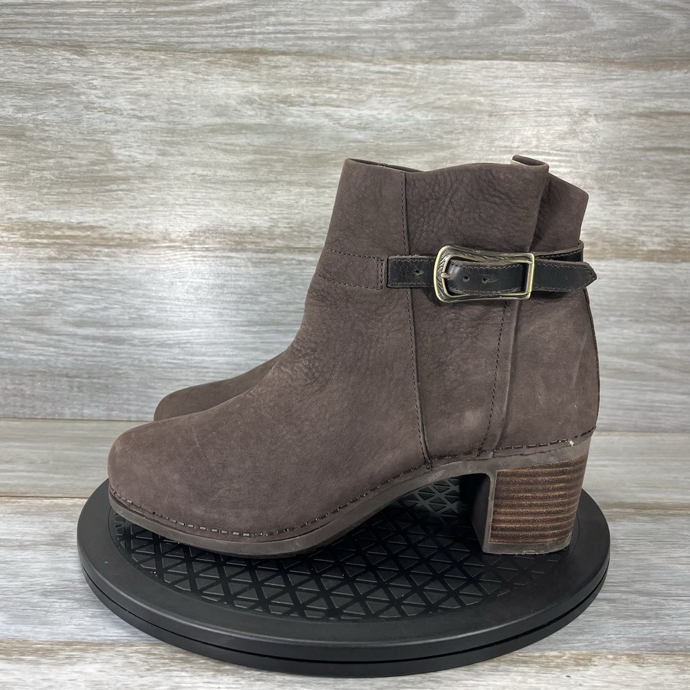 Dansko Womens Hartley Block Heel Brown Leather Boots Size EU 38 US 7.5